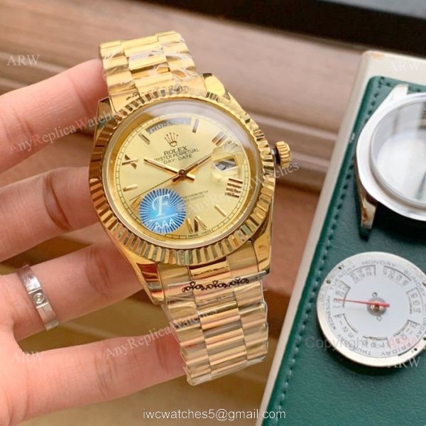 Copy Rolex Day Date 2 41mm watches Rose Gold President White Dial 2