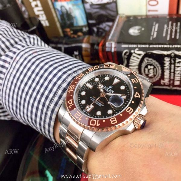 UR Factory Copy Rolex GMT 2018 &8216;Root Beer Watch Two Tone Rose Gold 2