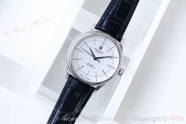 Swiss 3132 Rolex Geneve Cellini Time SS White Dial Watch 2