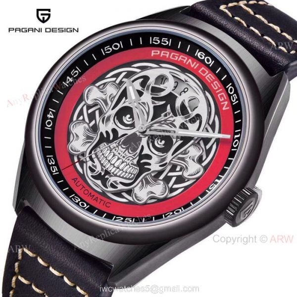 New Replica Pagani Design Black PVD Skeleton Skull Men Watch 2
