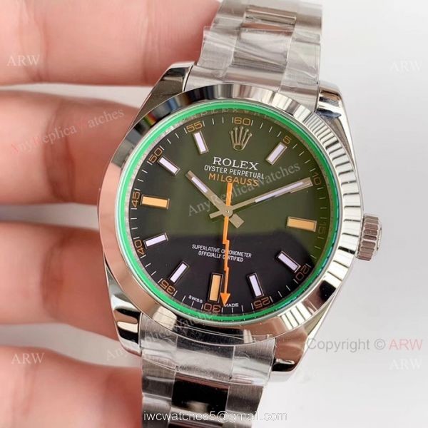 1:1 AR Replica Rolex Milgauss ETA 2824 Watch 904L Steel Black Dial 2