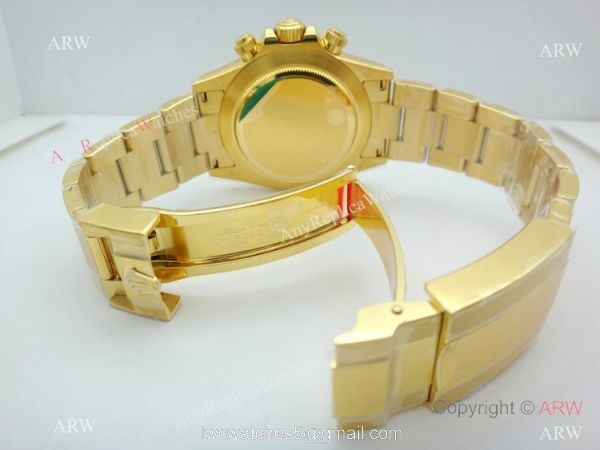 Swiss Rolex Daytona V2 904L Yellow Gold Black Dial watch AR Replica Watches 2
