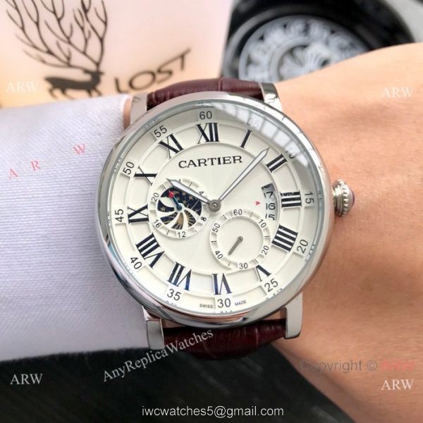 Copy Cartier Rotonde De Stainless Steel White Dial 42mm Watch 2