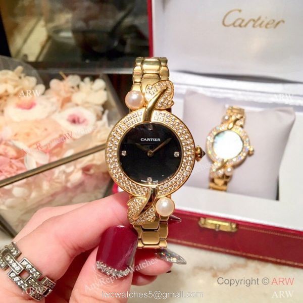 Swiss Quality Cartier Sapphire glass Yellow Gold Watch 33mm 2
