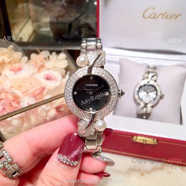 Copy Cartier Women Watch Stainless Steel Sapphire glass Swiss Quality 2