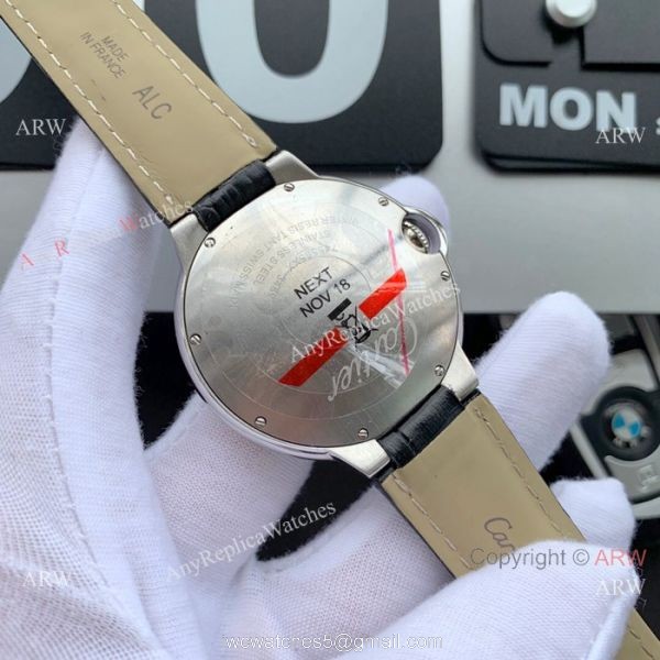 Ballon Bleu de Cartier Moonphase Copy Watch Black Leather Strap 2