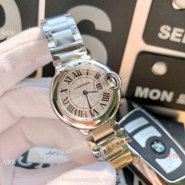 Cartier Watch Replica Ballon Bleu 28mm Stainless Steel White MOP Face 2