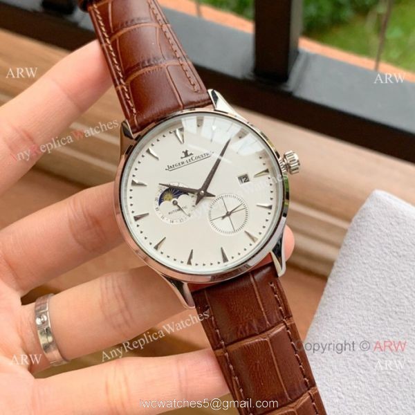 Fake Jaeger-leCoultre Moonphase Rose Gold White Dial Watch 2