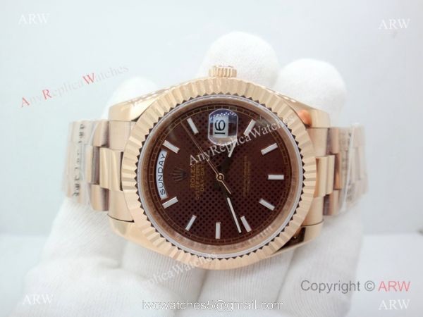 Copy Rolex Day-Date Chocolate Dial Rose Gold 40mm Watch 2