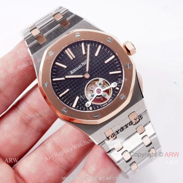 Copy Audemars Piguet Royal Oak Tourbillon Swiss 2924 Watches 2-Tone Rose Gold 2