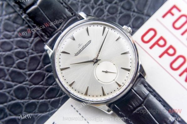 Swiss Replica Jaeger-LeCoultre Master Watch Silver Face Black Leather Strap 2