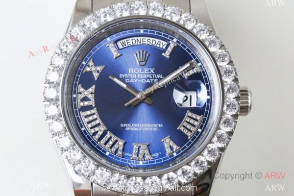 N9 Swiss 2836 Stainless Steel Blue Dial Rolex Presidential 41mm Replica Watch 2
