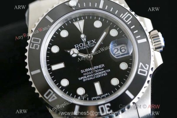 Best Copy Rolex Oyster Perpetual Submariner Eta 2836 SS Black Dial watch OR Factory V2 Version 2