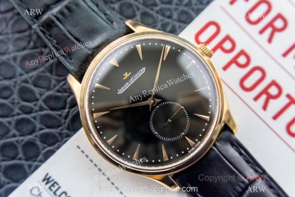 Replica Jaeger LeCoultre Master Ultra Thin Yellow Gold Black Watch Swiss Grade 1 2