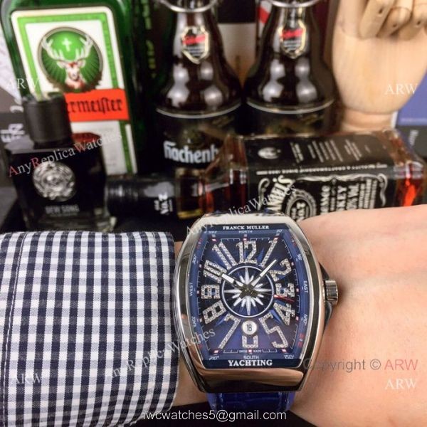 Swiss Copy Franck Muller Vanguard Yachting v45 Watch Rose Gold Black Face 2