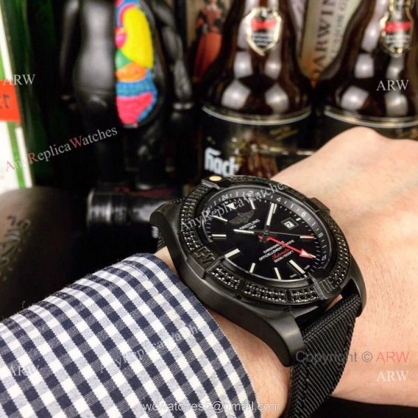 AAA Replica Breitling Avenger II GMT Diamond Bezel All Black Wrist 2