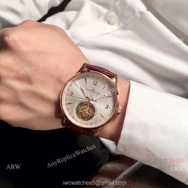 Jaeger-LeCoultre Tourbillon Silver Dial Black Leather Strap 42mm Watch 2