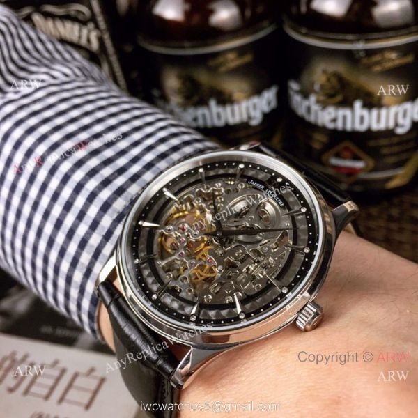 High Quality Copy Jaeger LeCoultre Stainless Steel Skeleton Dial Watches 2