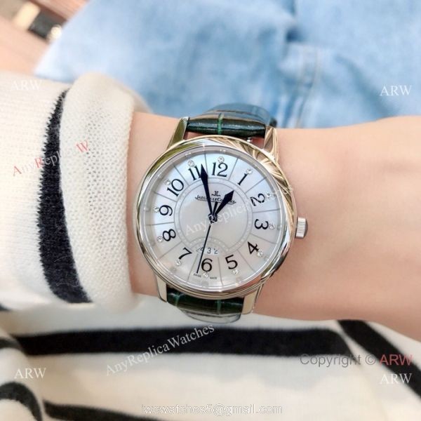 Copy Jaeger-LeCoultre Rendez Vous 33 Watch Green leather Strap 2