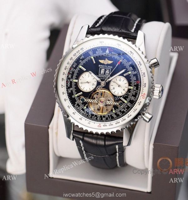 Copy Breitling Navitimer Tourbillon Watch White Dial Brown Leather Strap 2