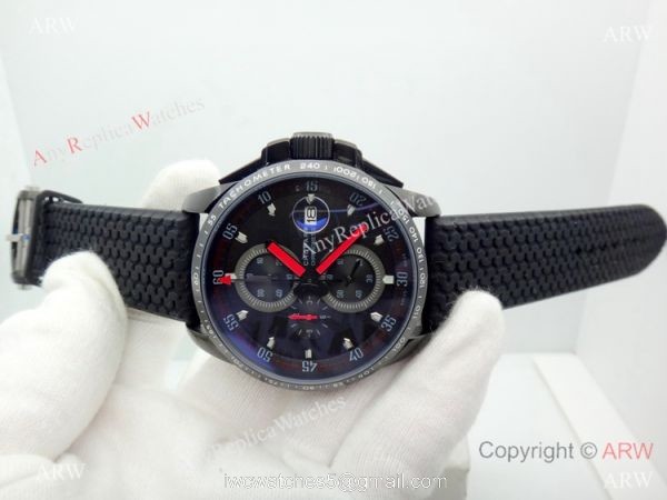 Fake Chopard Alfa Romeo Chronograph Black Dial Watch Red Hands 2