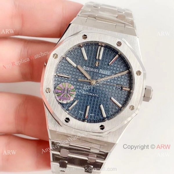 Swiss Grade A Audemars Piguet Royal Oak SS Blue Dial Replica Watch JF Audemars Piguet 2