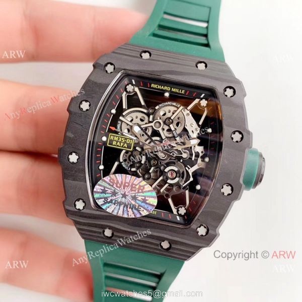 AAA Replica Richard Mille RM 035-01 Rafa Rafael Nadal Watch Green Rubber Band 2
