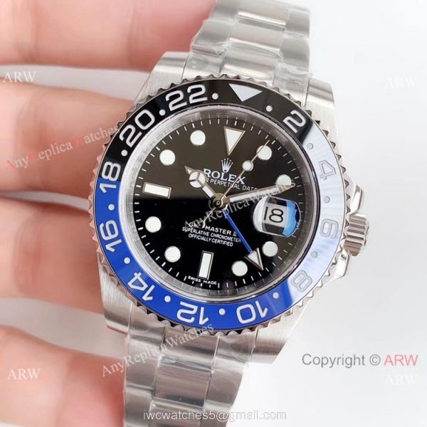 Noob Factory V3 Rolex GMT Master II Blue Black Replica Watch SS Oyster Band 2