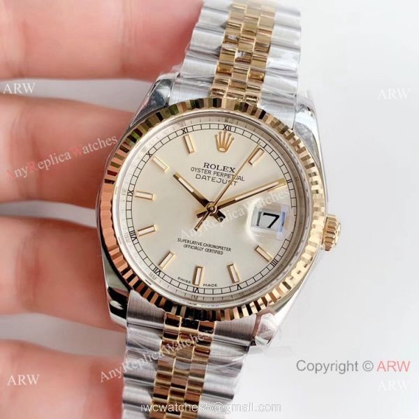 Copy Rolex Datejust 36mm Two Tone 904L Watch from AR Rolex Factory 2