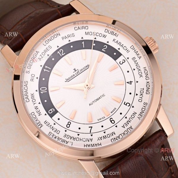 2019 Copy Jaeger LeCoultre Master White Dial Black Leather Strap Watch 2