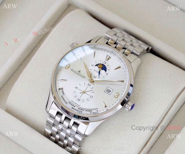 Jaeger-LeCoultre JLC Moonphase Man Stainless Steel Black Dial Watch 2