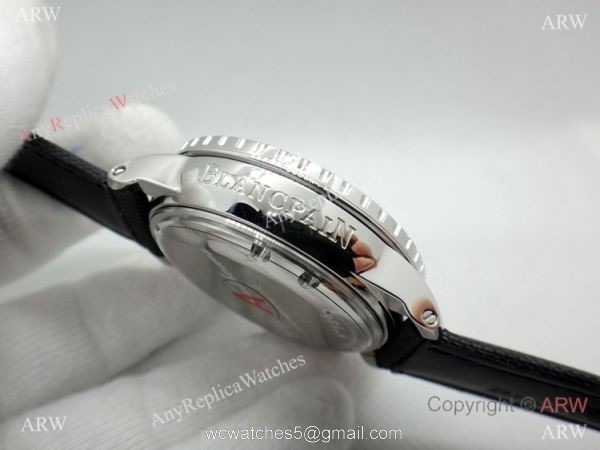 Fake Blancpain Fifty Fathoms Black Dial SS Watch Swiss Quality 2