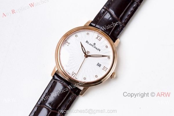 Swiss Replica Blancpain Villeret Ultraplate 6551-1127-55B Rose Gold Watch Lovers watch 2