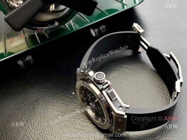 Fake Hublot Big Bang Chronograph Men Watch SS Black Rubber Band 2