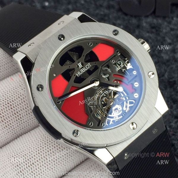 Replica Hublot Classic Fusion Squelette Tourbillon All Black Watches 2