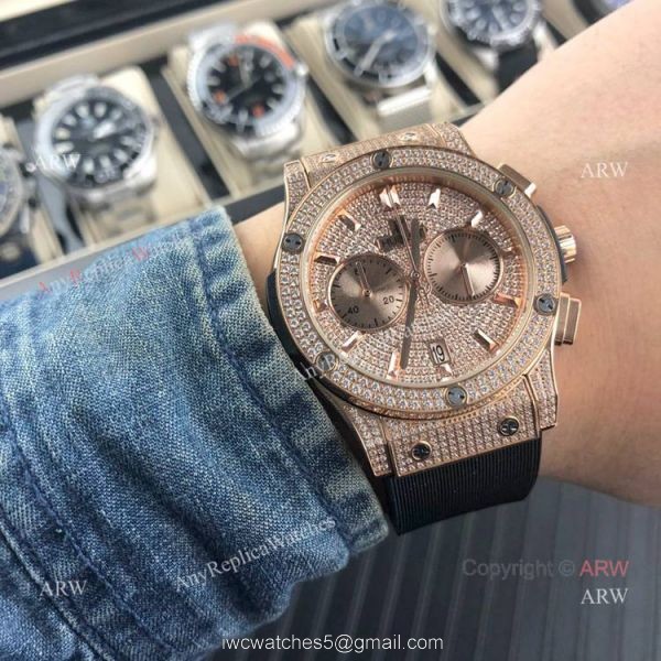 Classic Fusion Hublot Knock off Watch Rose Gold Iced Out watch 2