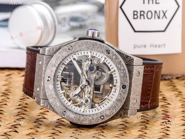 Copy Hublot Classic Fusion Tattoo Wristwatch Black Gummy Strap 2