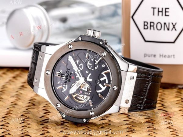 Fake Hublot Classic Fusion Rose Gold Skeleton Wristwatch 45mm 2