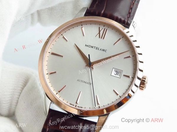 Montblanc AAA Watches Heritage Spirit 2824 Rose Gold Silver Dial Watch 2