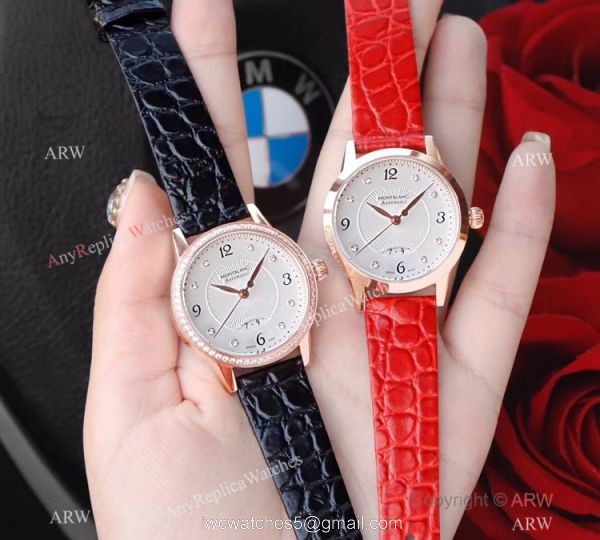 Mont Blanc Knock Off Boheme Date Rose Gold White Watch Ladies size 2