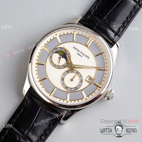 Grade 1A Replica Patek Philippe Moonphase White Dial Watch New Patek Philippe AAA 2