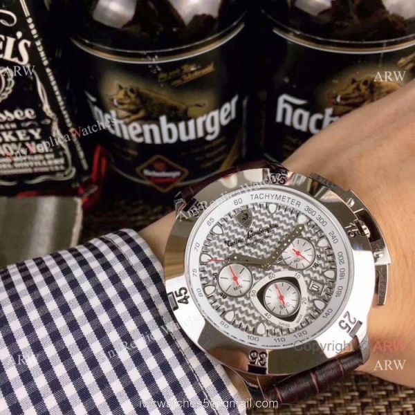 New Copy Lamborghini Herrenuhr Chronograph watch SS Black Dial 2