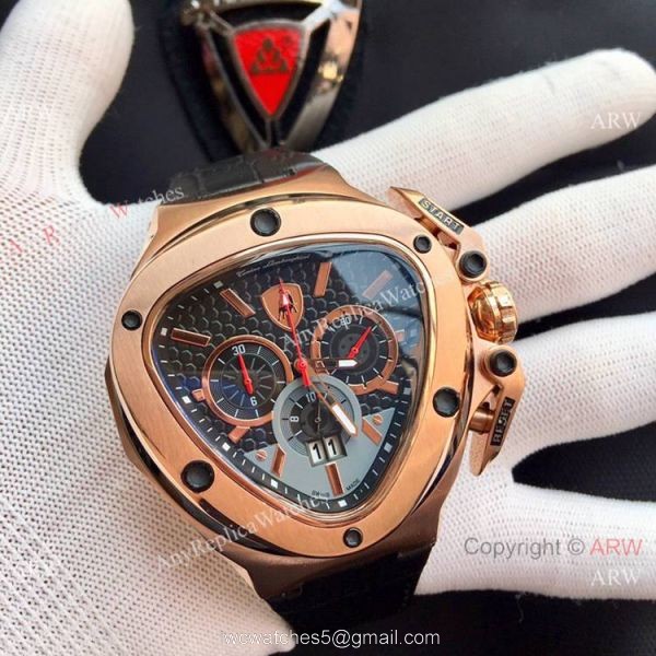 High Quality Tonino Lamborghini Spyder 1000 watch SS Black Leather Band 2