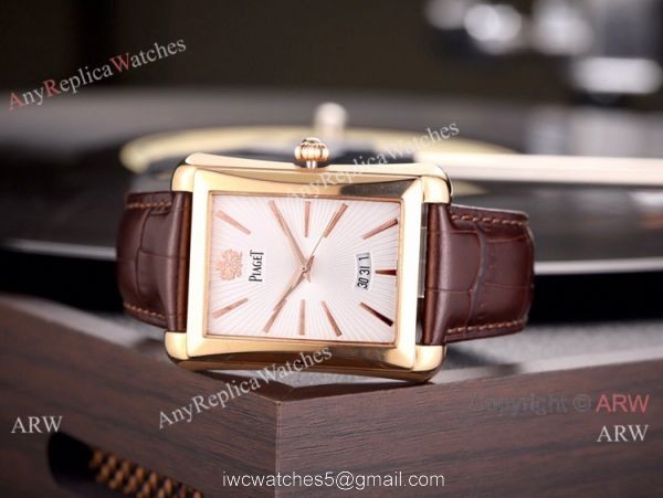Copy Piaget Automatic Watches 40mm SS Black Dial Black Leather Band 2