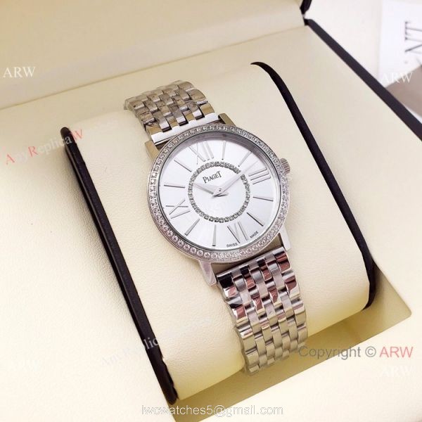 Best Copy Piaget Ladies Quartz Watches Stainless Steel Black Face 36mm 2