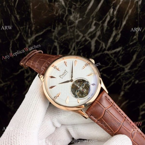 Piaget Polo Tourbillon Copy Watches White Dial Black Leather Strap 2