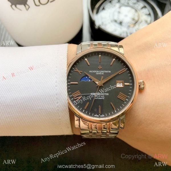Top Grade Vacheron Constantin Moon phase Watch 2-Tone Rose Gold 40mm 2