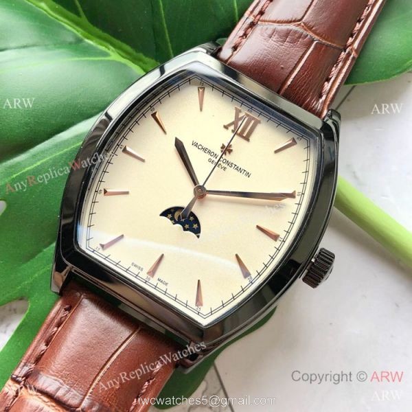 Buy Vacheron Constantin Geneve Fake Malte Moonphase Watch Black and White 2
