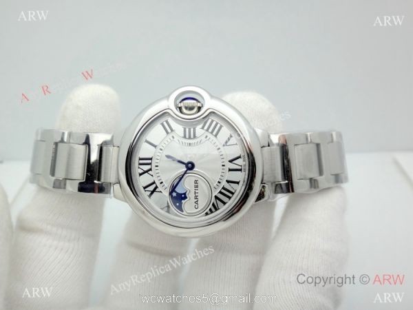 Copy Cartier Ballon Bleu Moonphase Watch Stainless Steel Sapphire crystal 2