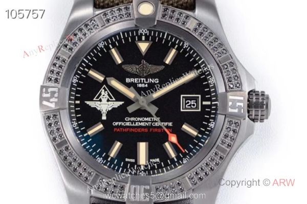 GB Swiss Replica Breitling Avenger blackbird V2 Watch Titanium Case Green Strap 2